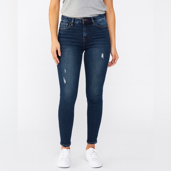 KanCan Women’s Skinny Jeans Distressed Dark Wash Size 25 - Picture 2 of 5